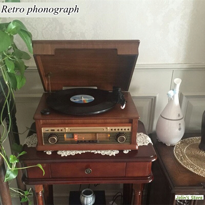 Bluetooth 4.0 Drevené retro vinylové gramofón z
