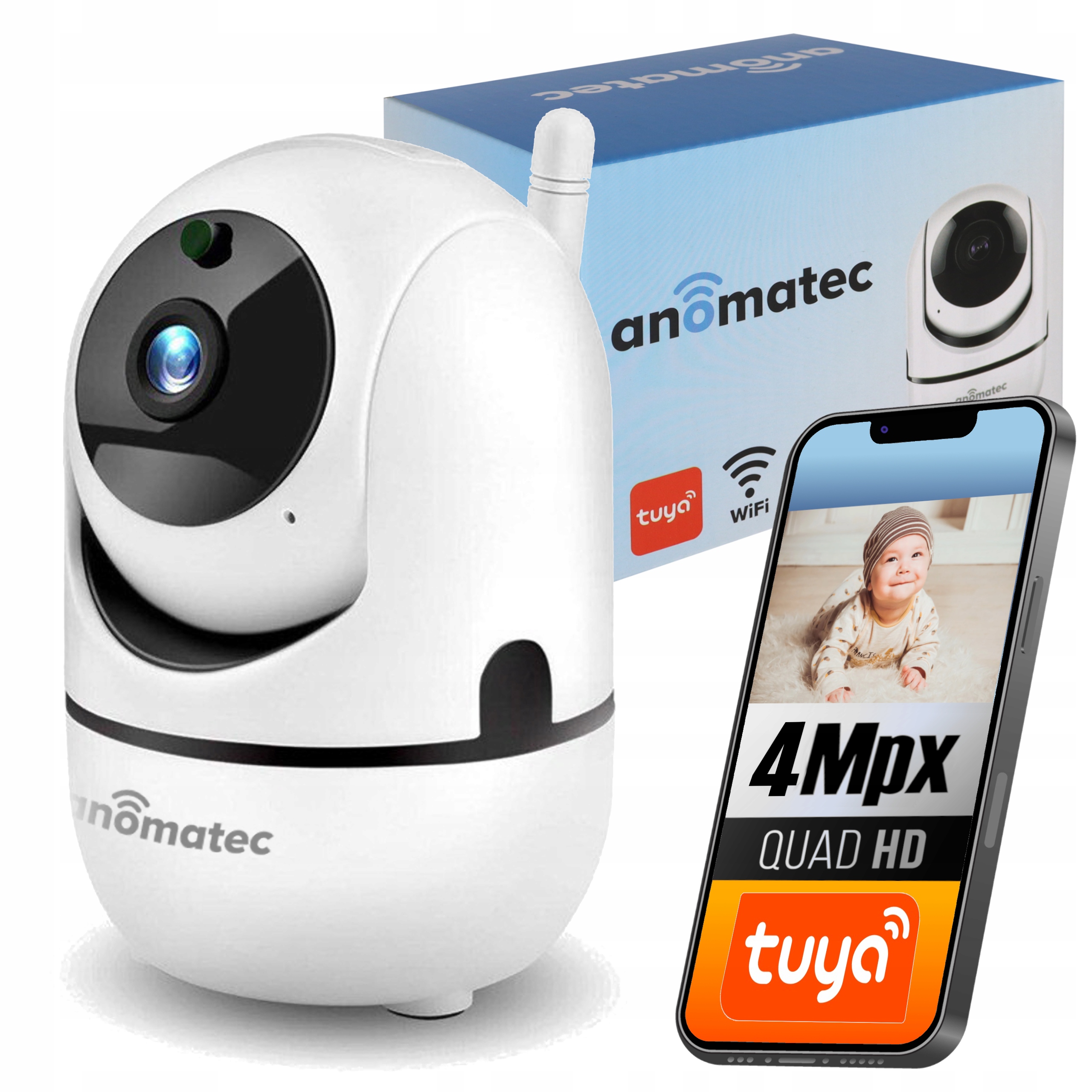 Anomatec WiFi vnútorná IP kamera AN-SDIP4036-TN BEZDRÔTOVÁ NANNY TUYA 4Mpx
