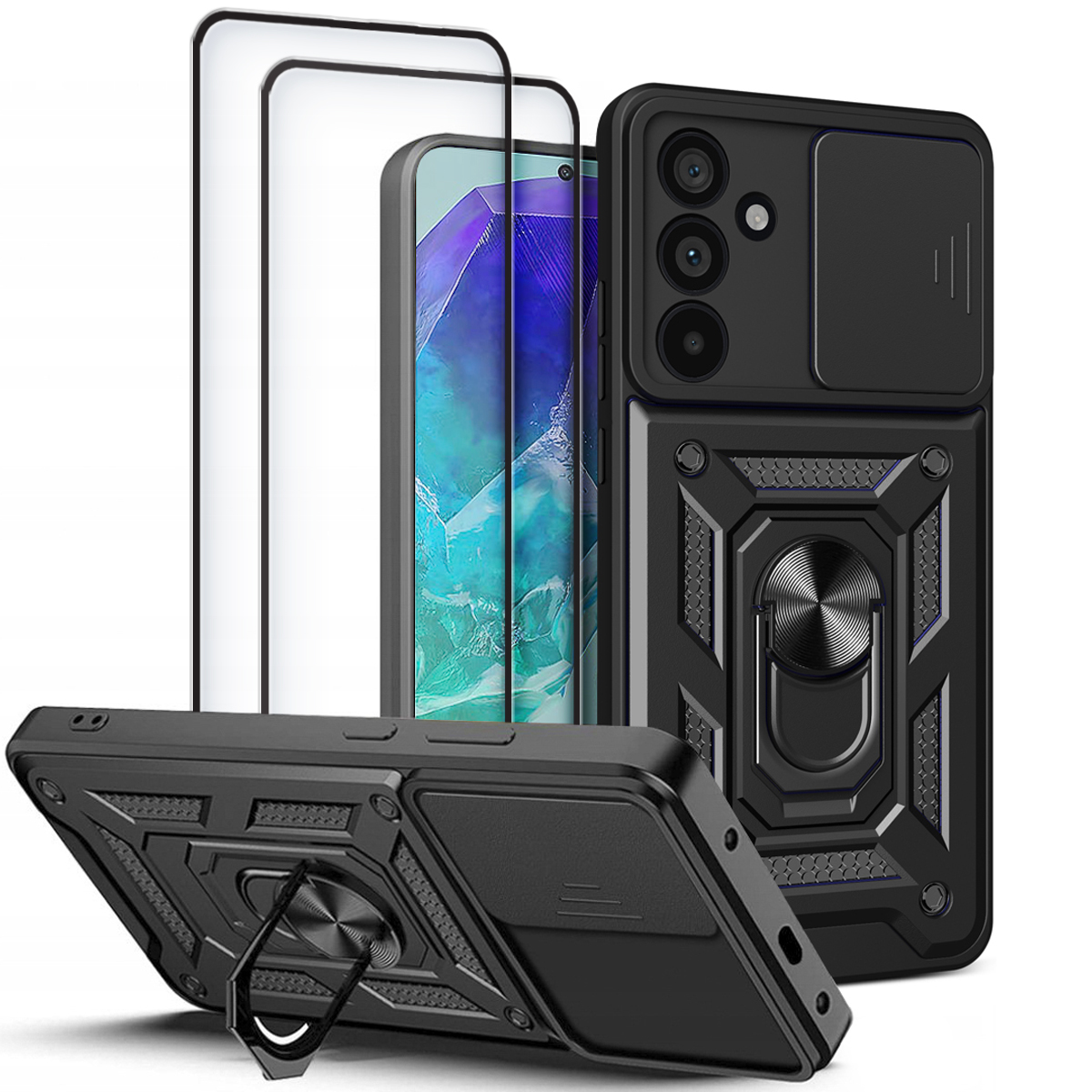 Tech-protect zadná strana pre Samsung Galaxy M55 5G Camshield čierna + 2× tvrdené sklo Hofi pre Samsung Galaxy M55 5G 2 ks.