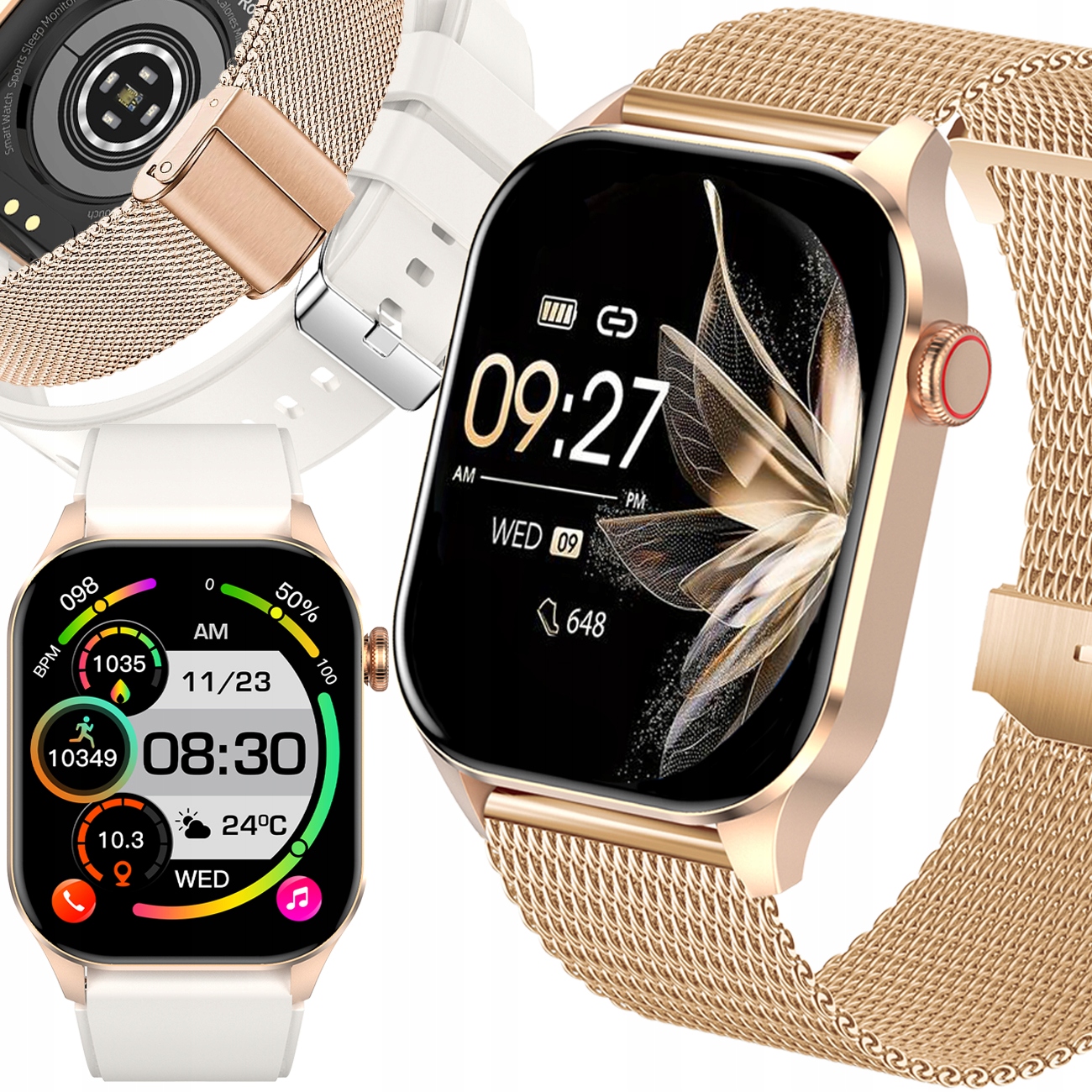 JG Smart DÁMSKE smart hodinky POLISH MENU GLUKÓZA JS98 zlatá + 3 ďalšie produkty