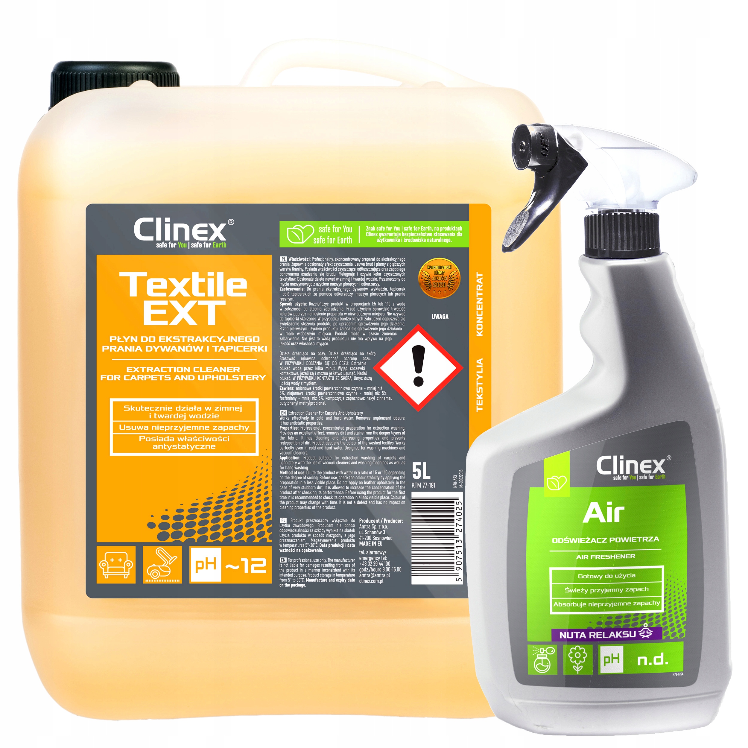 CLINEX PLIVERNÁ Kvapalina 5,4 kg 5 l 1 Položka + osviežovač vzduchu (aerosól) CLINEX 650 ml 700 g
