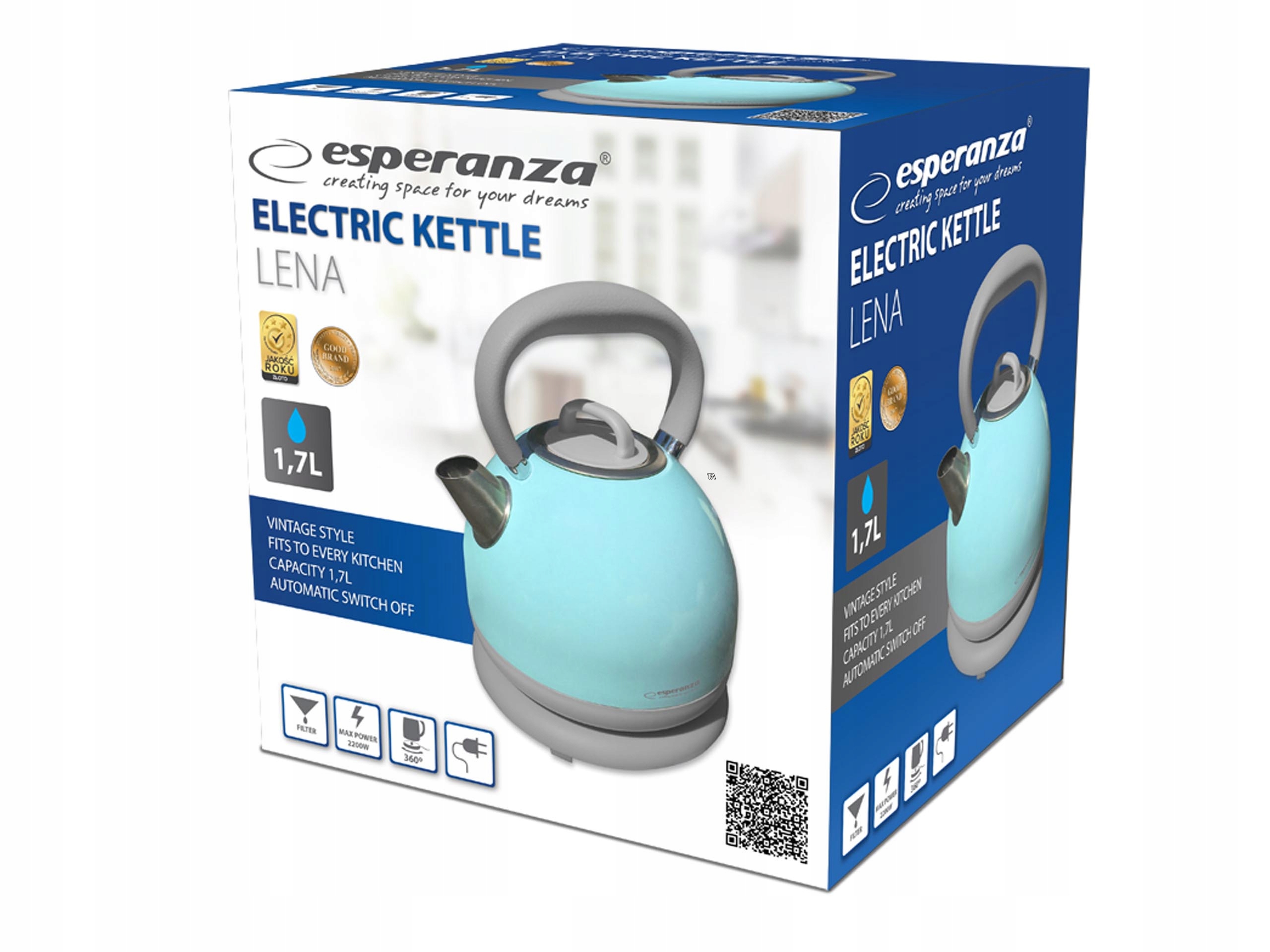 Esperanza Lena 2200 W Blue Electric Kettle