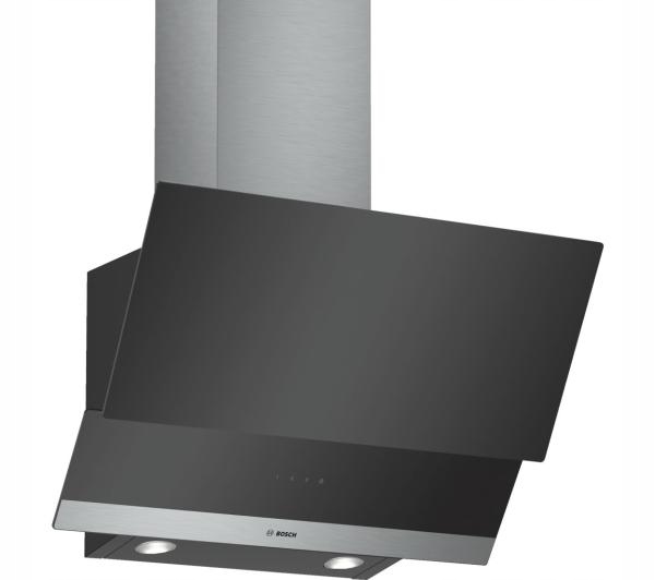 Čierny komínový odsávač pár Bosch DWK065G60 60cm 530 m3 / h