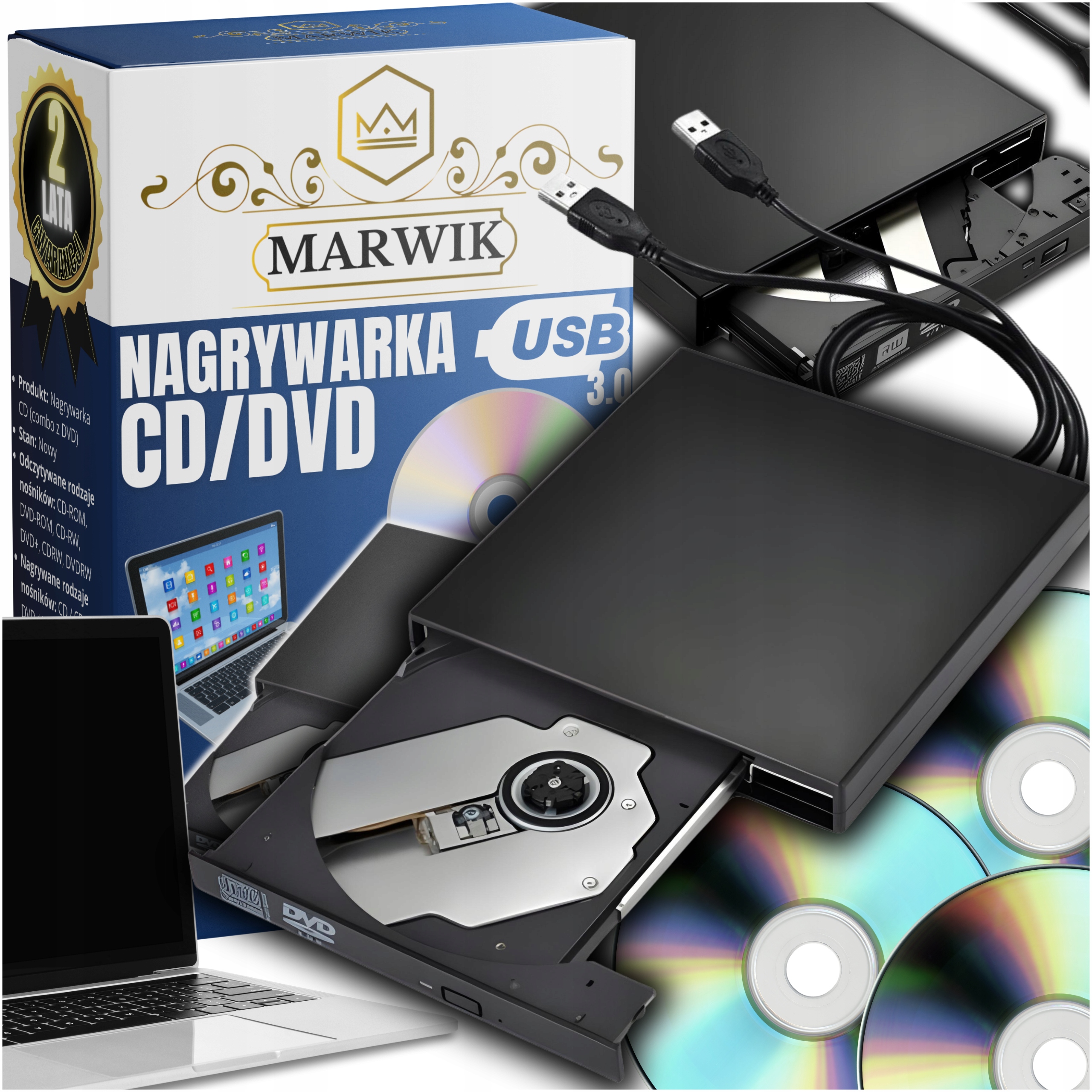 Externý CD rekordér MARWIK (kombo s DVD) DVD OPTICKÁ MECHANIKA PRE PRENOSNÉ RÝCHLE CD