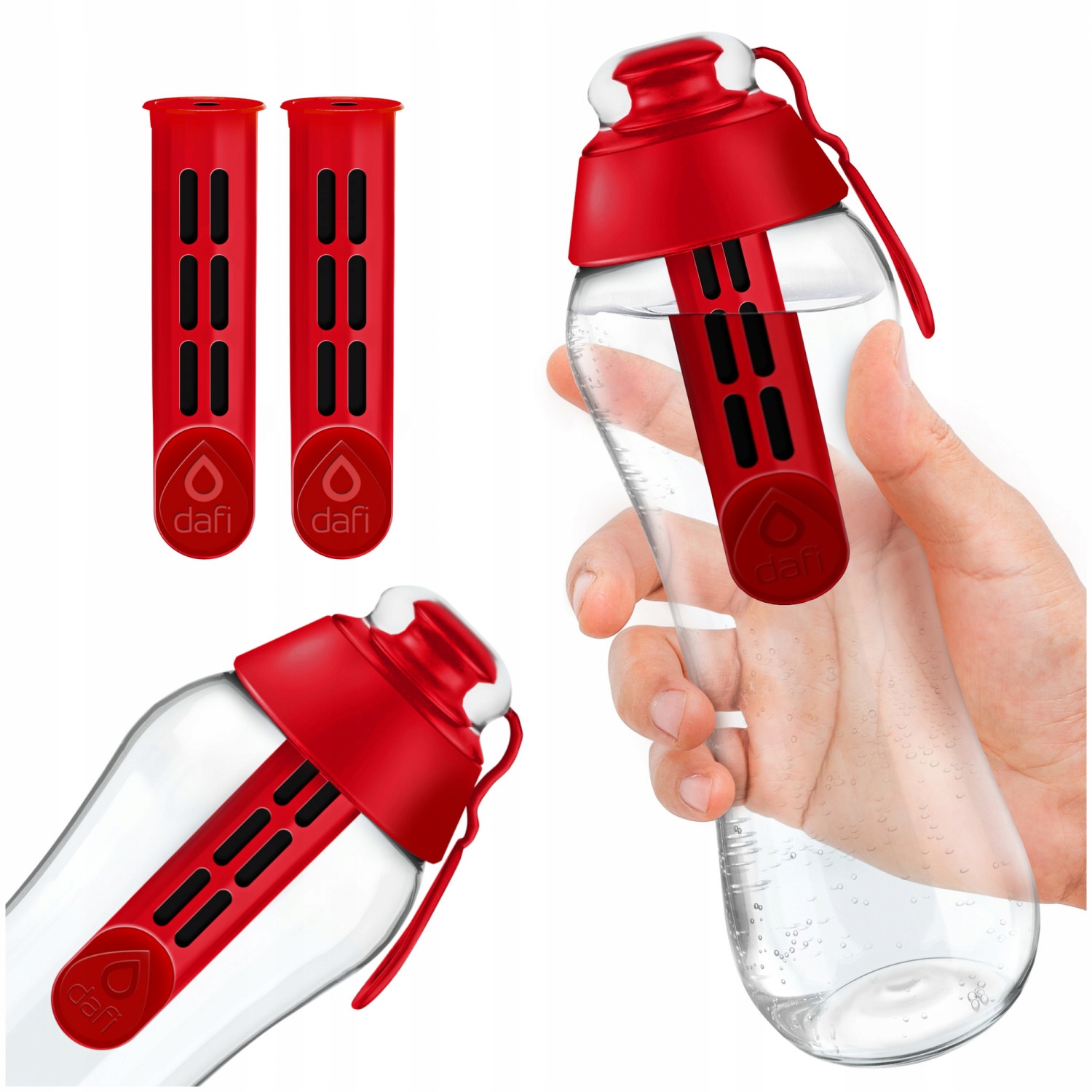 Filtračná fľaša Dafi Soft + 2 filtre 0,5 l, červená
