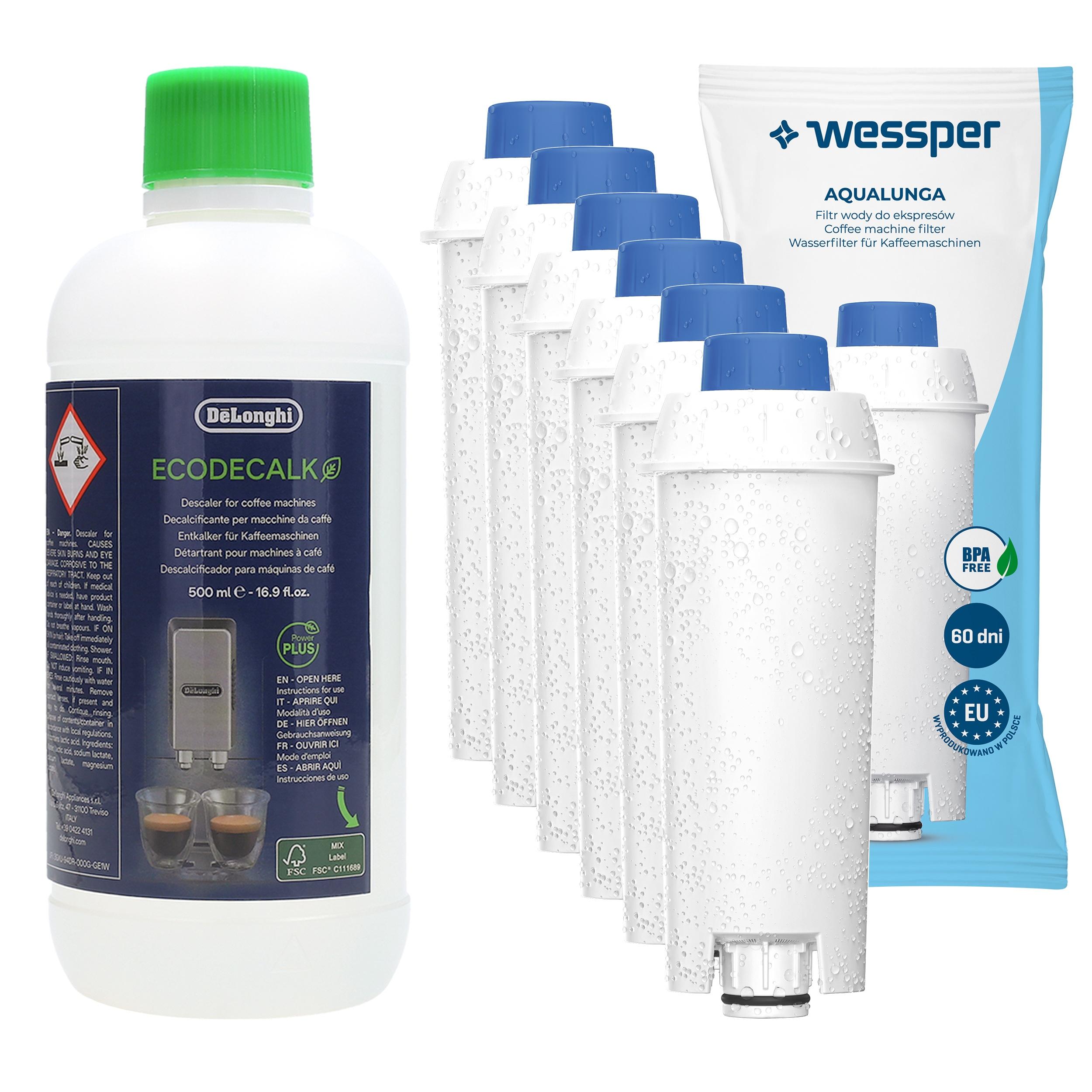 5× filtračná vložka Wessper AquaLunga WES039 1 ks + odstraňovač vodného kameňa Delonghi Ecodecalk DLSC500 500 ml