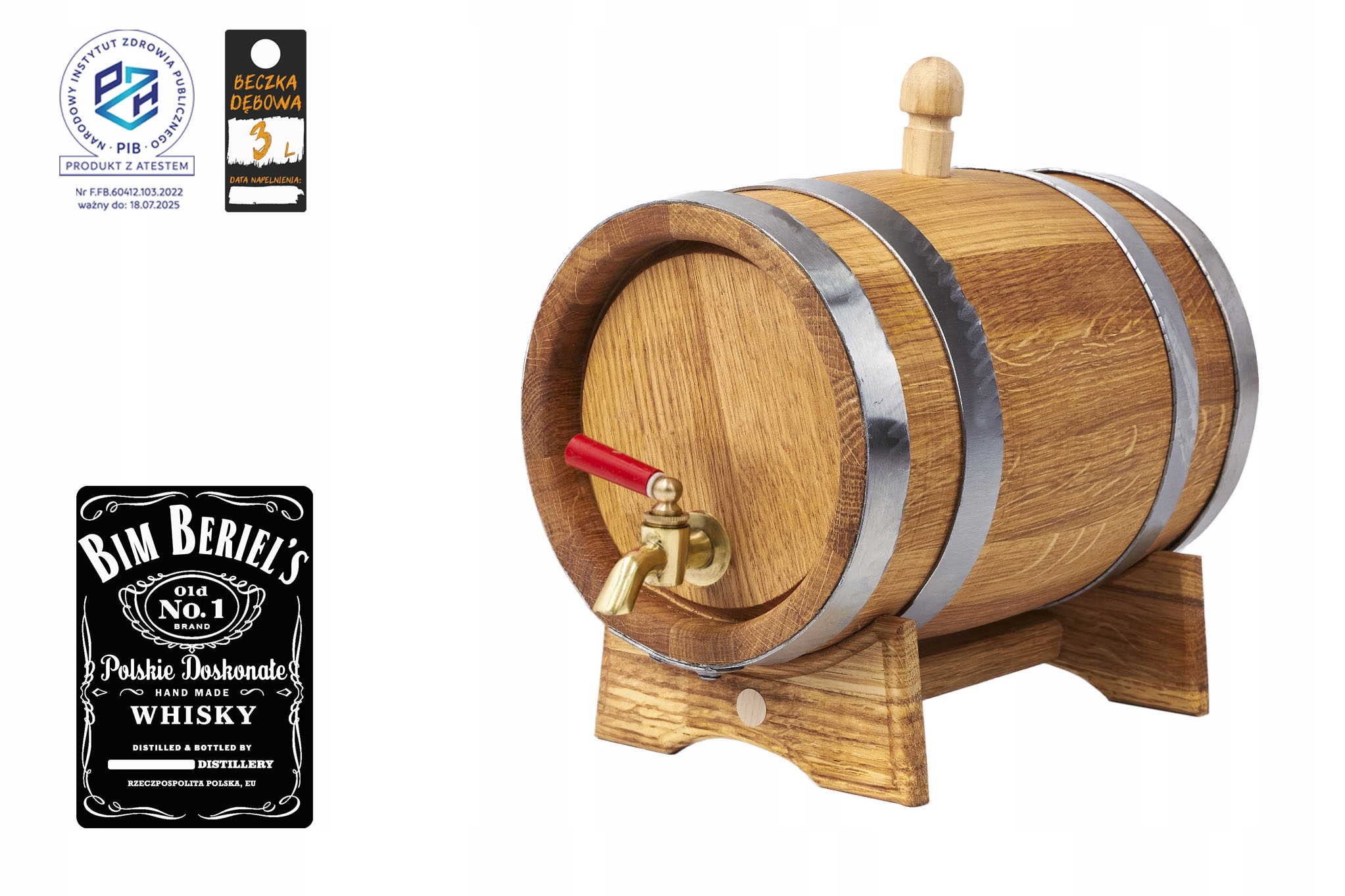3L dubový sud na whisky moonshine vínne likéry (s certifikátom PZH)
