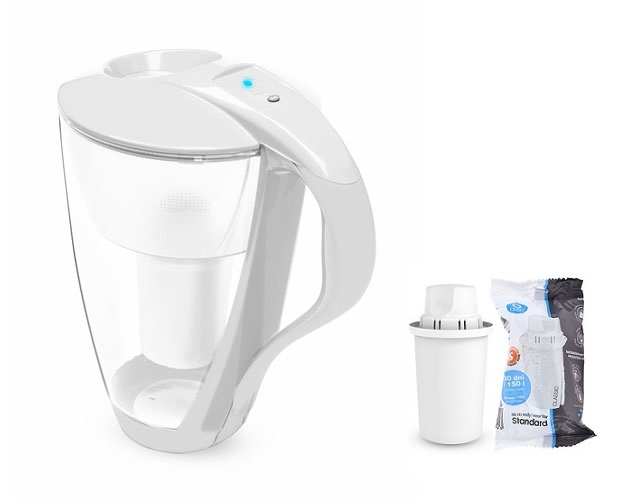 Sklenená filtračná kanvica Dafi Crystal LED 2 l, biela