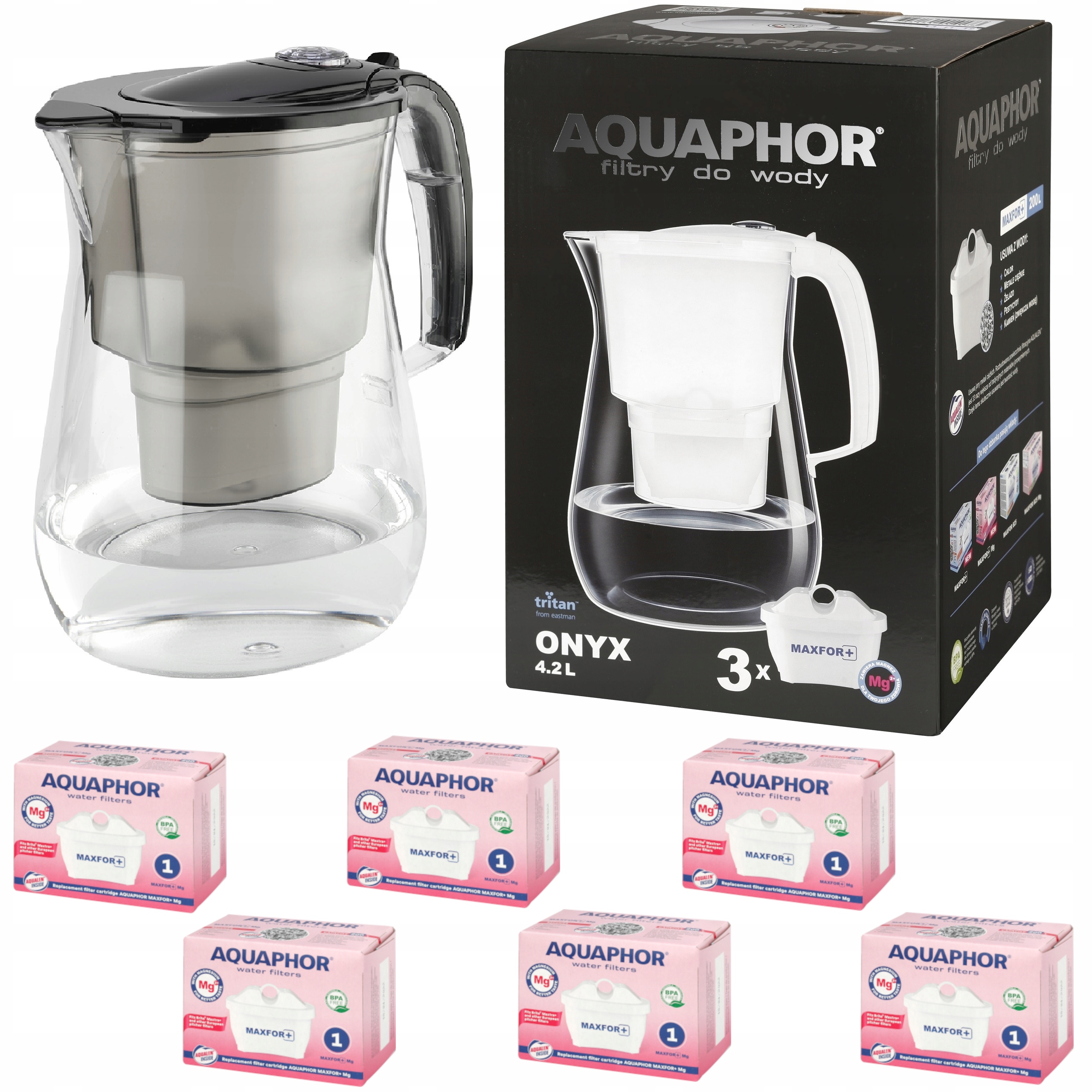 Filtračná kanvica Aquaphor Onyx 4,2 l, čierna