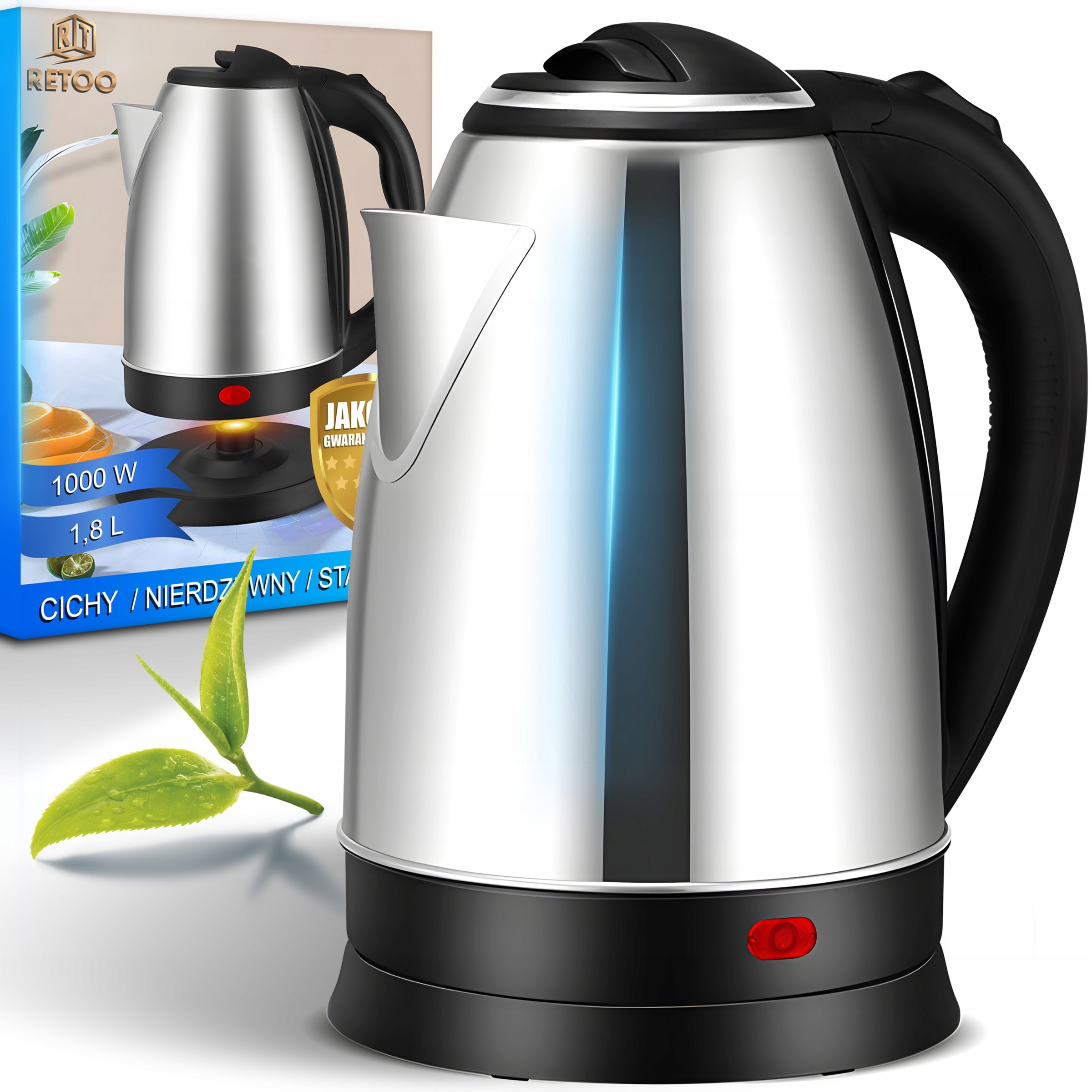 Reto rýchlovarná kanvica B08TLRN92C 1000 W 1,8 l strieborná/šedá