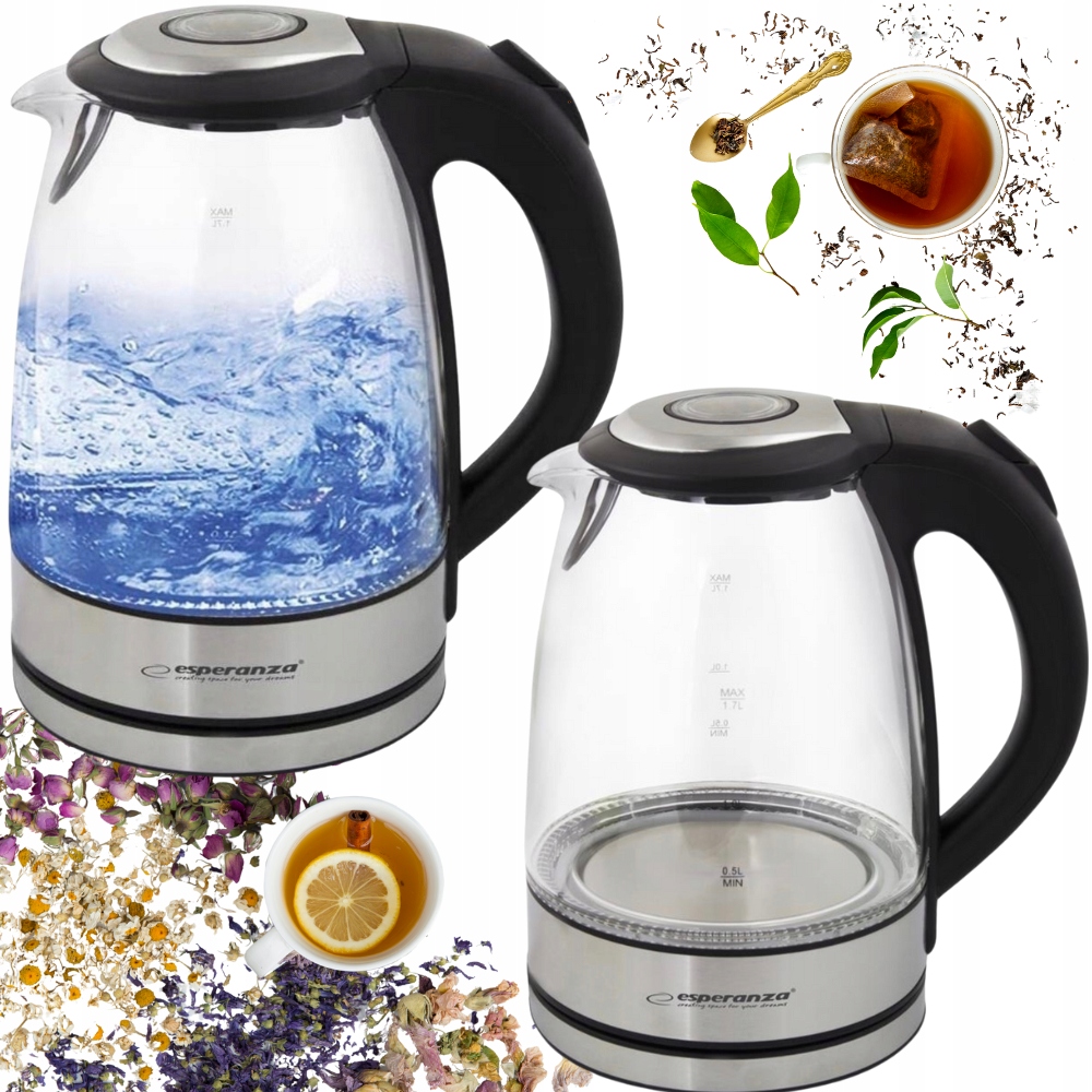 Esperanza YOSEMITE rýchlovarná kanvica 2200 W 1,7 l priehľadná