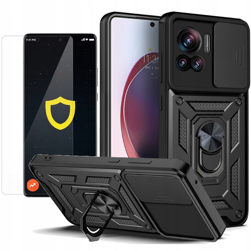 Spacecázový chrbát pre Motorola Edge 30 Ultra Camring Black + Spacecase Protective Film pre Motorola Edge 30 Ultra