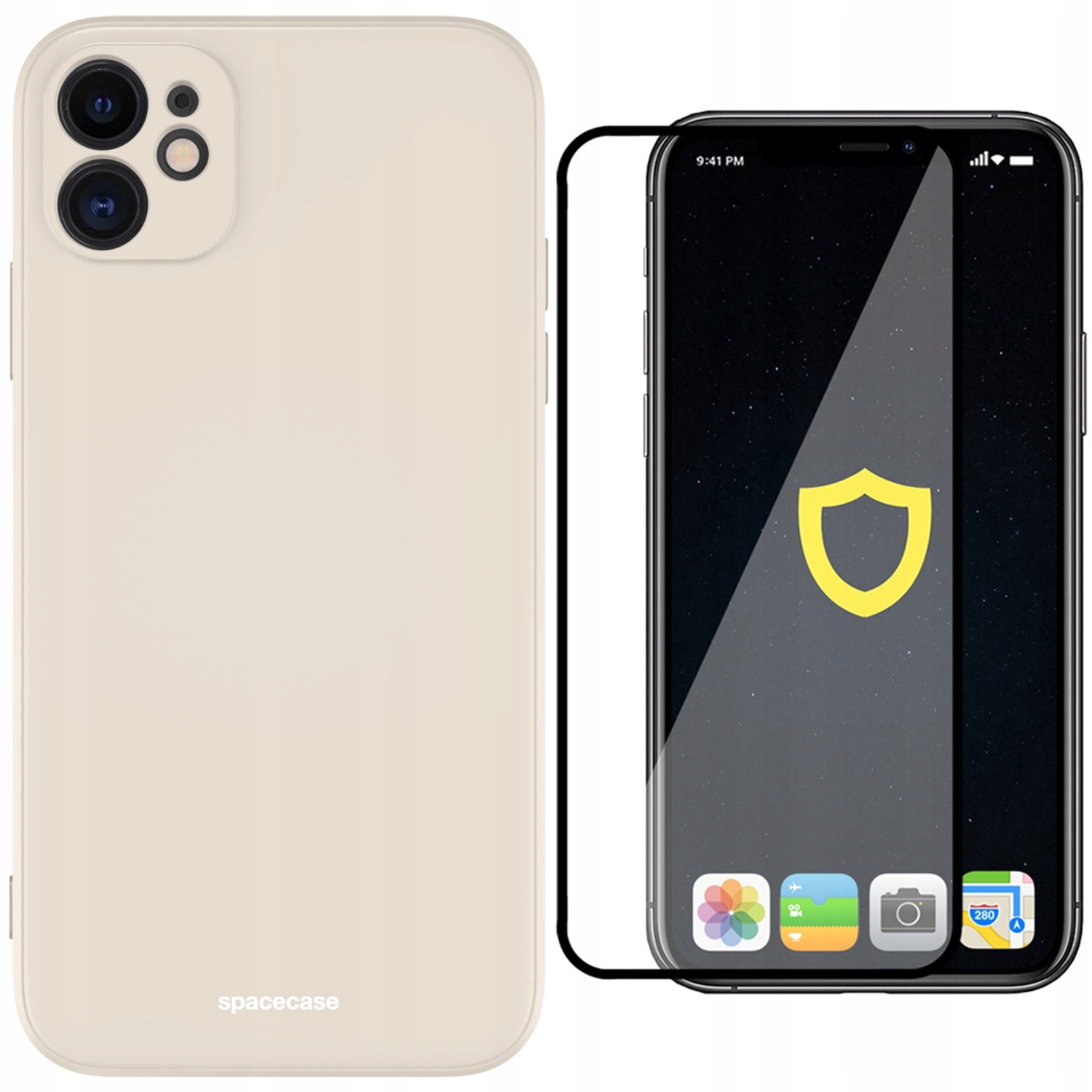 Spacecázová späť na Silikónový krém na iPhone 11 + Temperované sklo Spacecázy pre Apple iPhone XR / 11