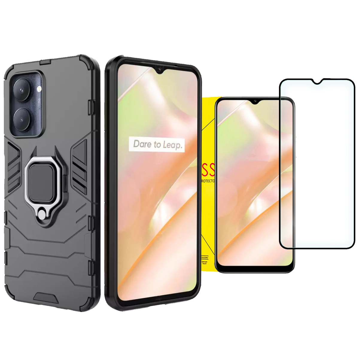 Backs SuperS pre Realme C33 Black + Supero Tempened Glass pre Realme C33