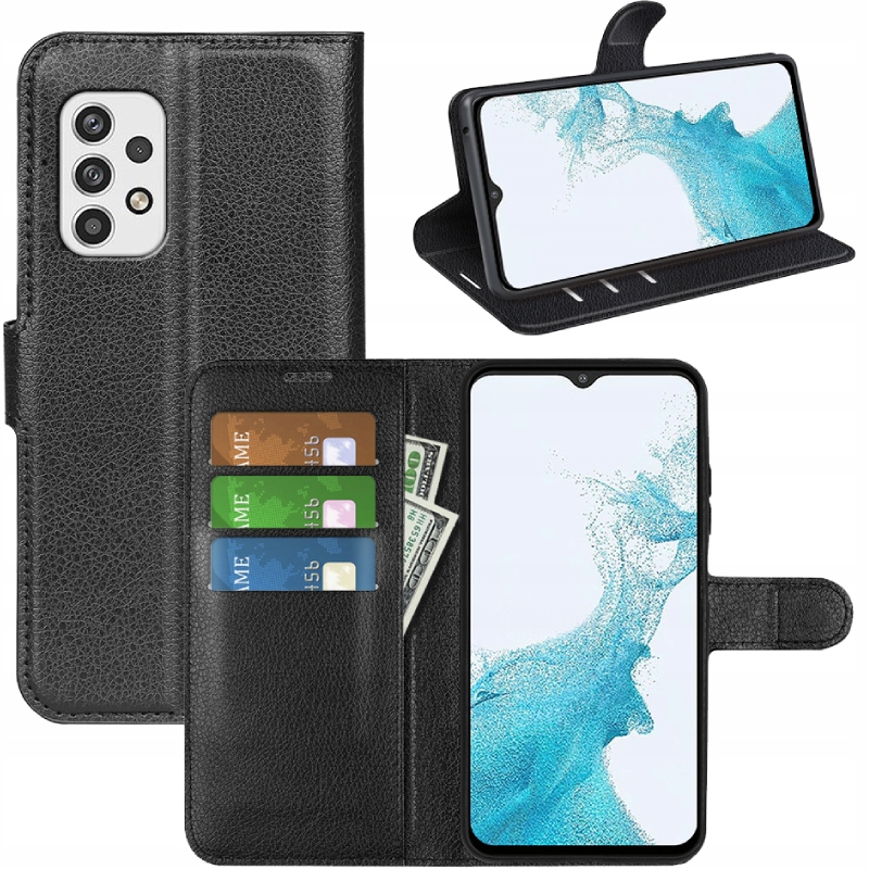Litchi Flap puzdro pre Galaxy A23 4G / Galaxy A23 5G Čierna