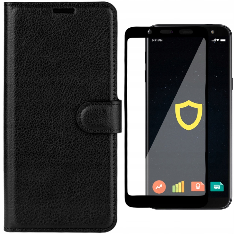 Puzdro Litchi Flap pre Samsung Galaxy J6+ Plus 2018 Case Black
