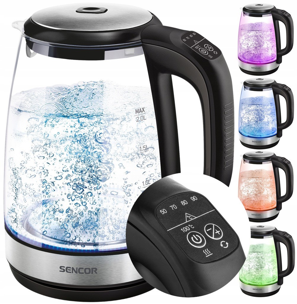 Sencor SWK 2090BK 2200 W 2 l priehľadná rýchlovarná kanvica