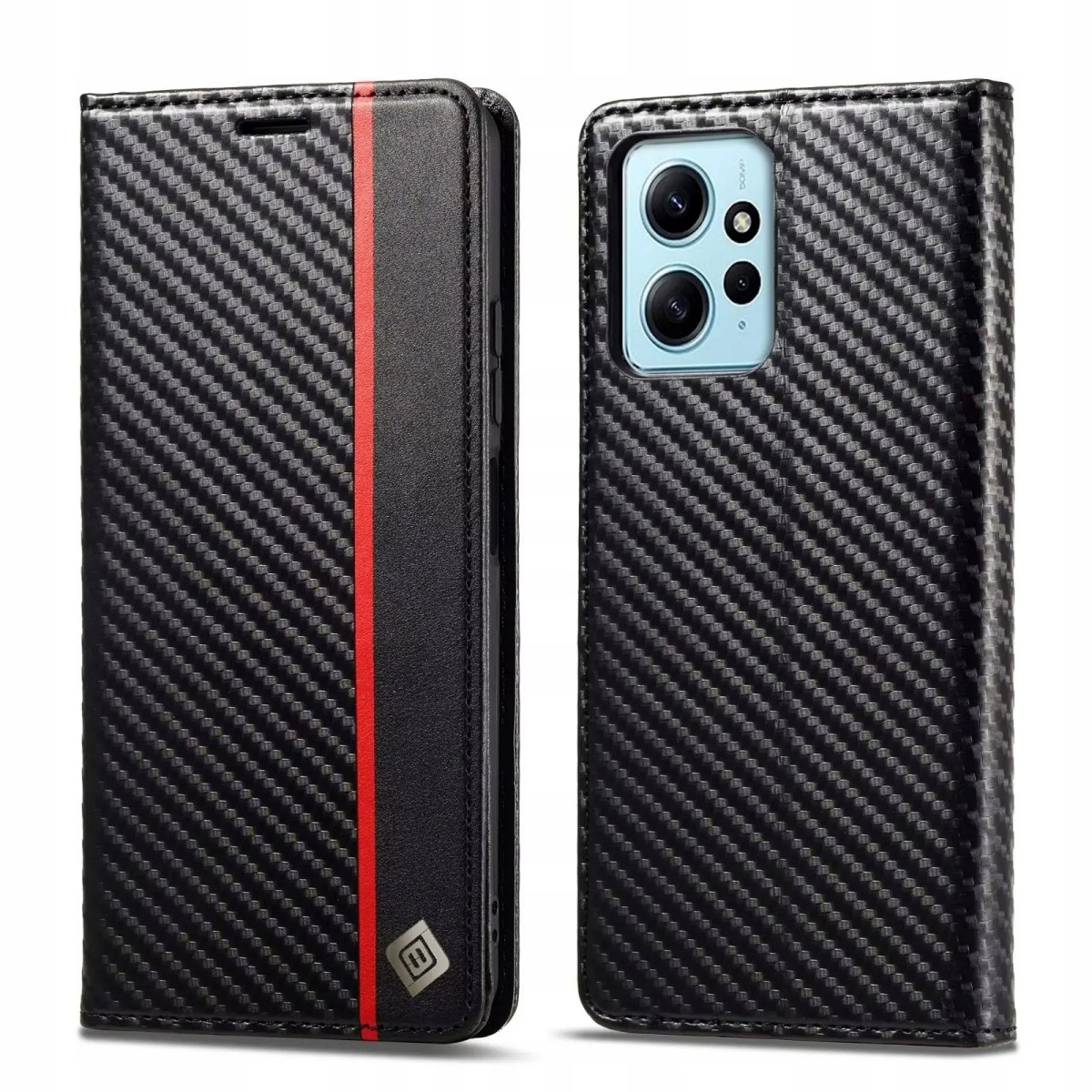 Flipové puzdro ST pre Xiaomi Redmi Note 12 Pro Carbon Fiber Wallet čierne