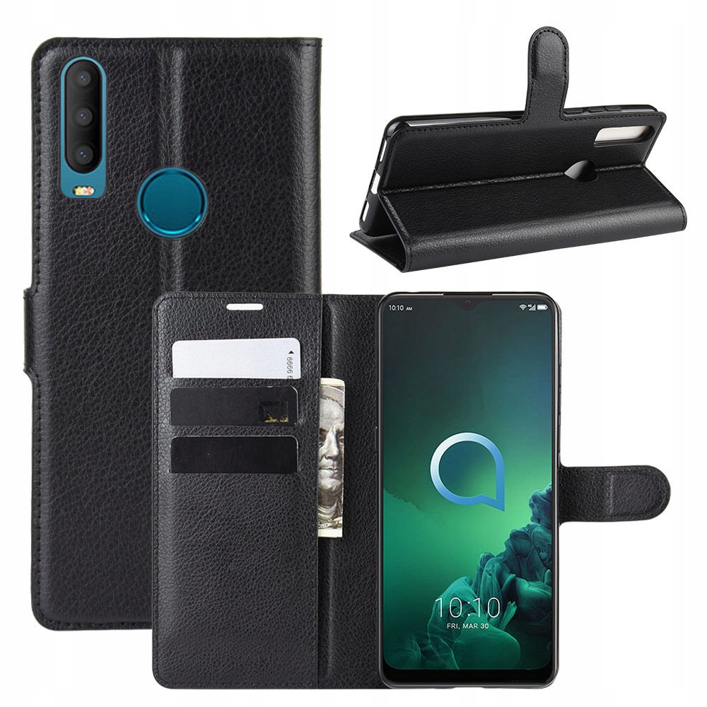 Litchi Flap Case pre Alcatel 3x 2019 Case Black