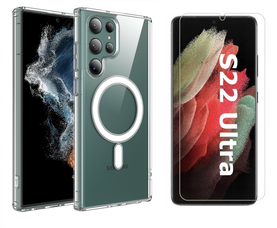 Späť pre Samsung Galaxy S22 Ultra bezfarebný + online temperované sklo pre Samsung Galaxy S22 Ultra