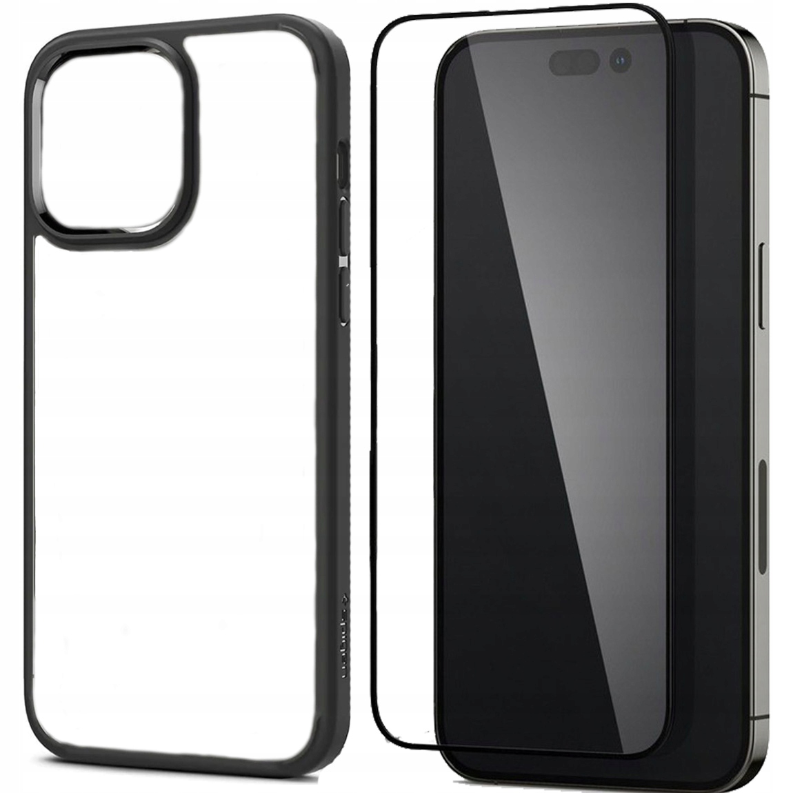 Spigen Back for Apple iPhone 14 Pro Ultra Hybrid Black + Spigén temperované sklo pre Apple iPhone 14 Pro