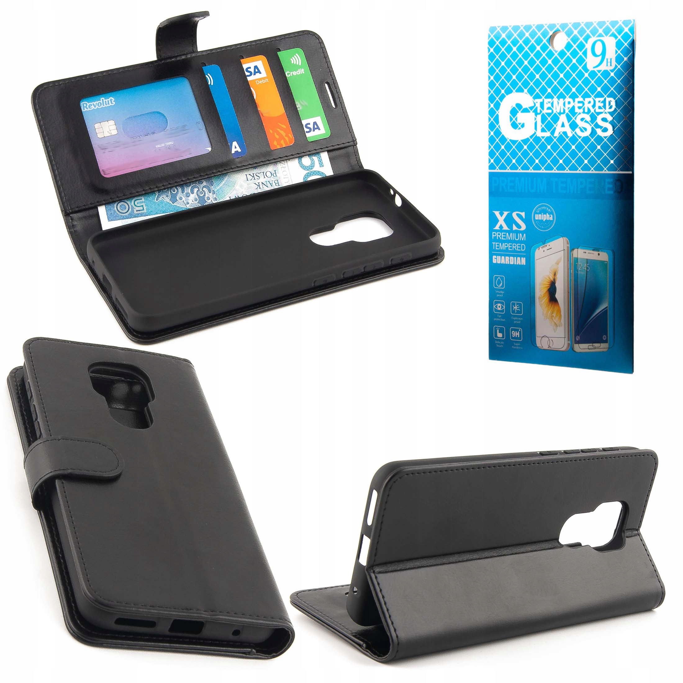 Flip Wallet Flap puzdro pre Moto G9 Play a E7 plus čierna