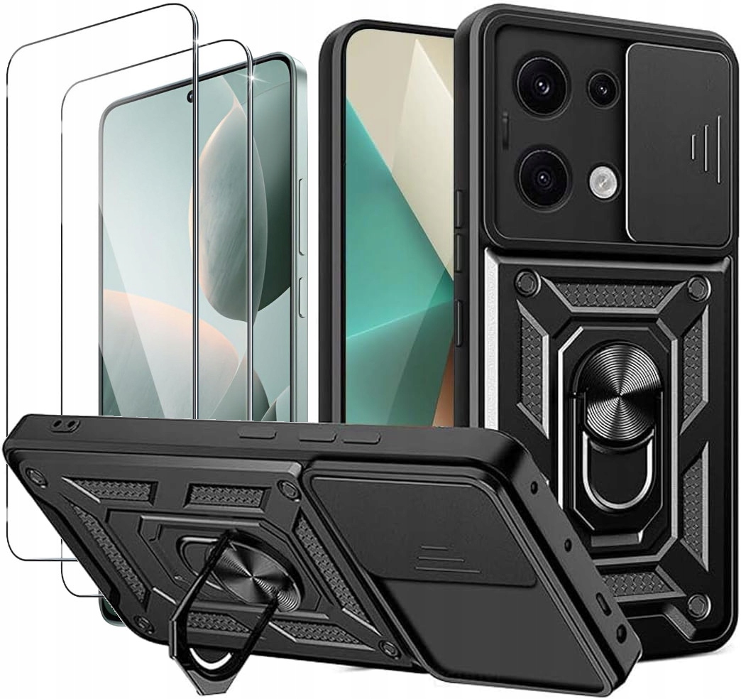 FS zadná časť pre Xiaomi POCO X6 5G / Redmi Note 13 Pro 5G CAMSHIELD PRO RING čierny + 2× TEPRENÉ sklo pre Xiaomi Poco X6 / X6 PRO | OCHRANNÉ TVRDÉ SKLO 9H