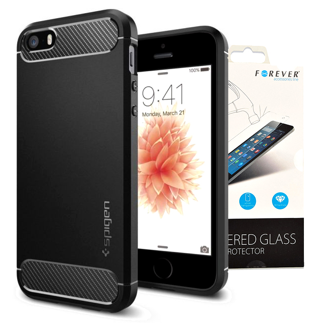 Spigén späť pre iPhone 5, iPhone SE 1. Gen Rugged Armor Black