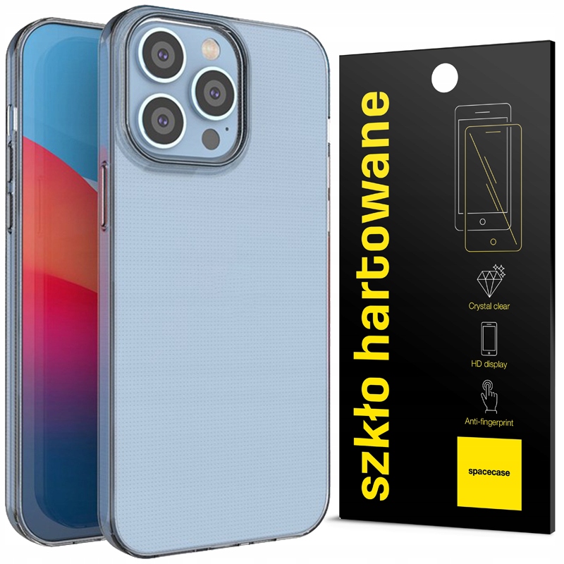 Spacecase späť do Apple iPhone 14 Pro Max Crystal bezfarebný + kpacekázové temperované sklo pre Apple iPhone 14 Pro Max