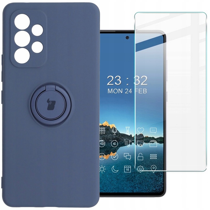 Späť pre Samsung Galaxy A53 5G Silikone Gray + Bison Temperované sklo pre Samsung Galaxy A53 5G