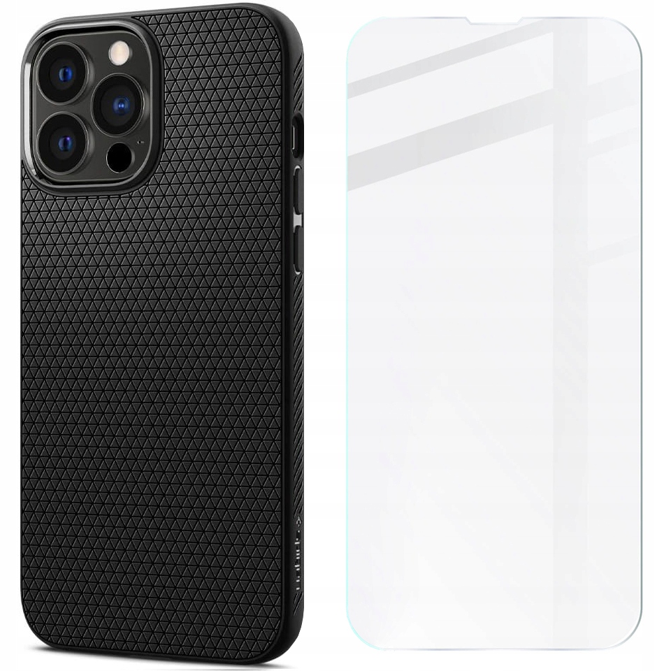 Spigén späť pre iPhone 13 Pro Liquid Air Black + Bison Templeted Glass pre Apple iPhone 14/13 Pro / 13