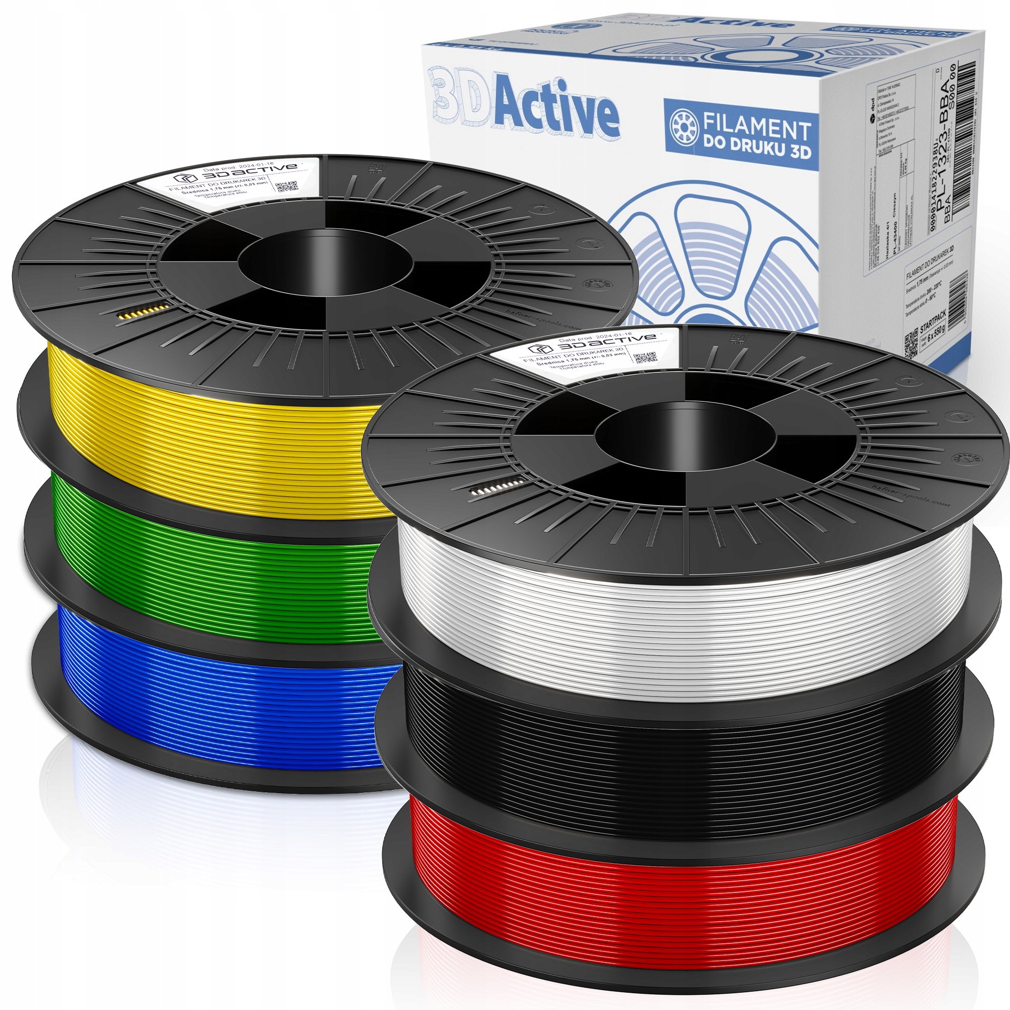 PLA 3Dactive filament 1,75 mm 3300 g, viacfarebné