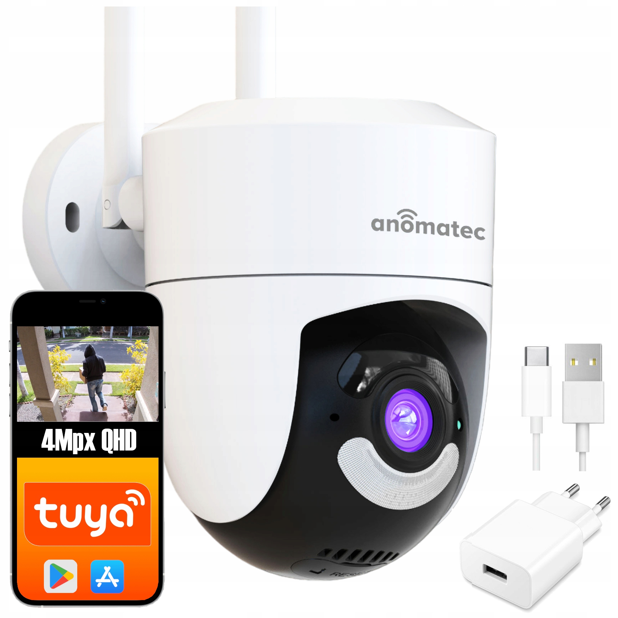 Vnútorná a vonkajšia IP kamera Anomatec WiFi 4Mpx OTOČNÁ LED-IR