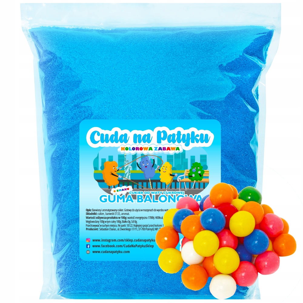 Pomôcka na cukrovú vatu Zázraky na tyčinke Žuvačka Cukrová vata 1 KG S modrá 1 W