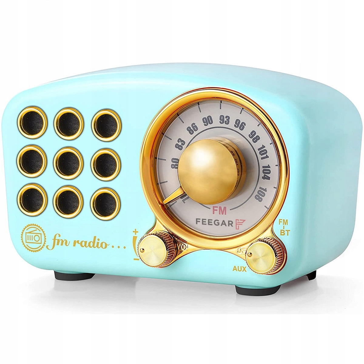 Miniradio Feegar retro modrá 5 v modrej farbe
