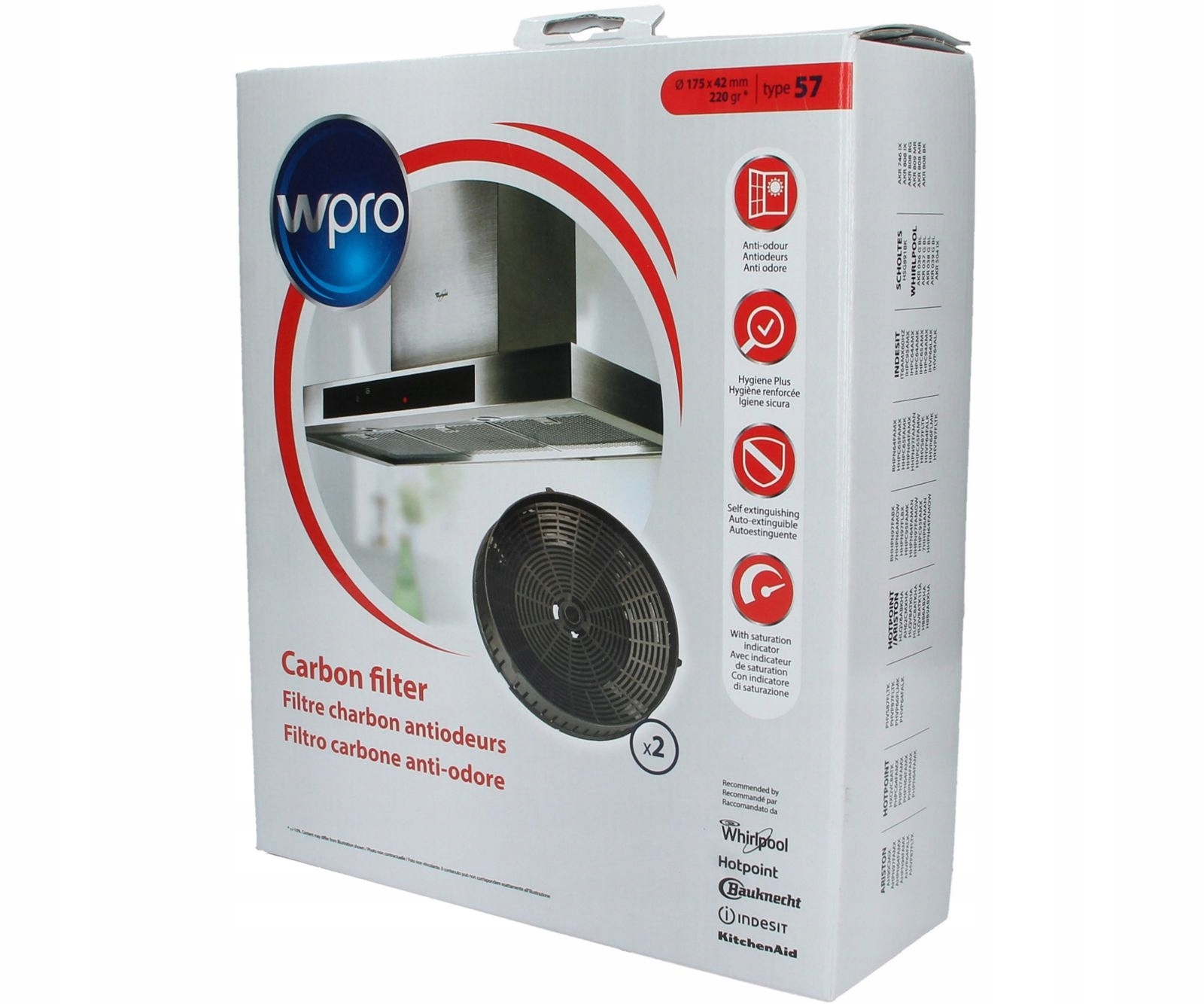 Typ Whirlpool kapota uhlíkový filter 57 484000008824