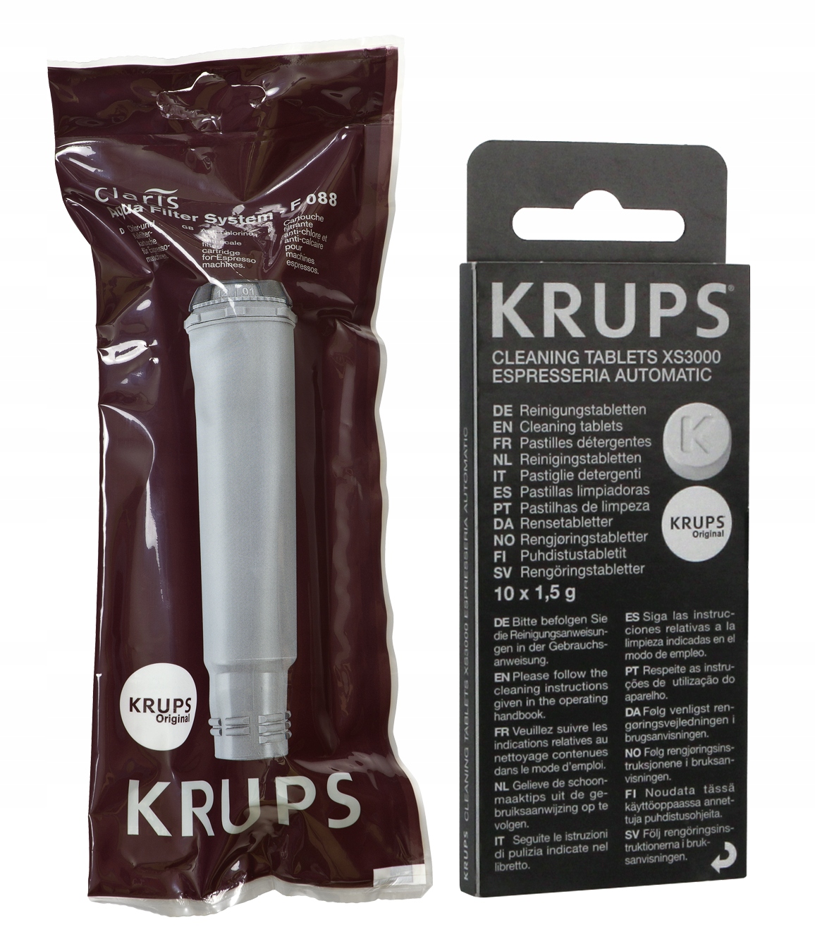 Vodný filter krups f088 + čistiace tablety pre stroje krups xs 3000 espresso