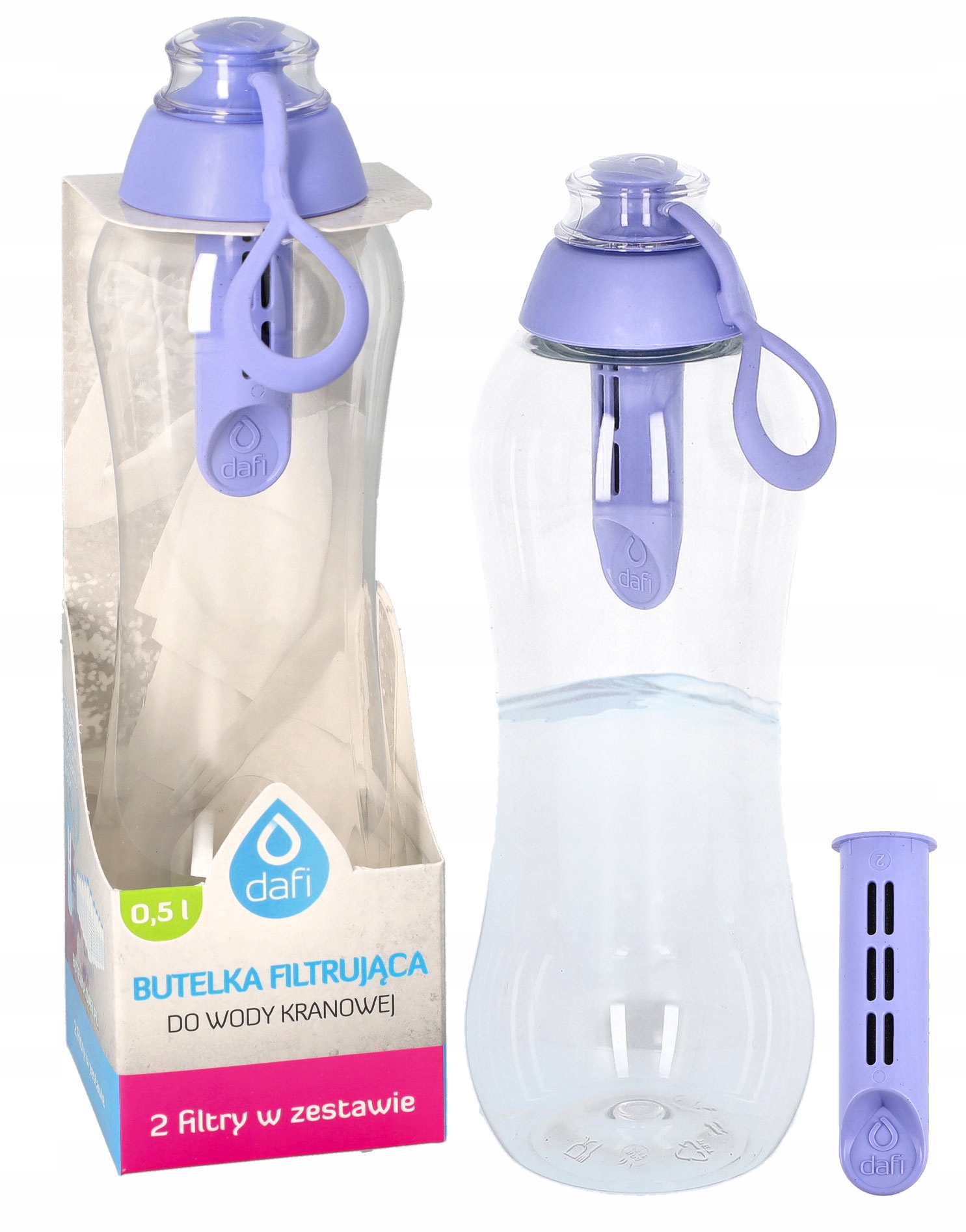 Filtračná fľaša Dafi Soft + 2 filtre 0,5 l, fialová