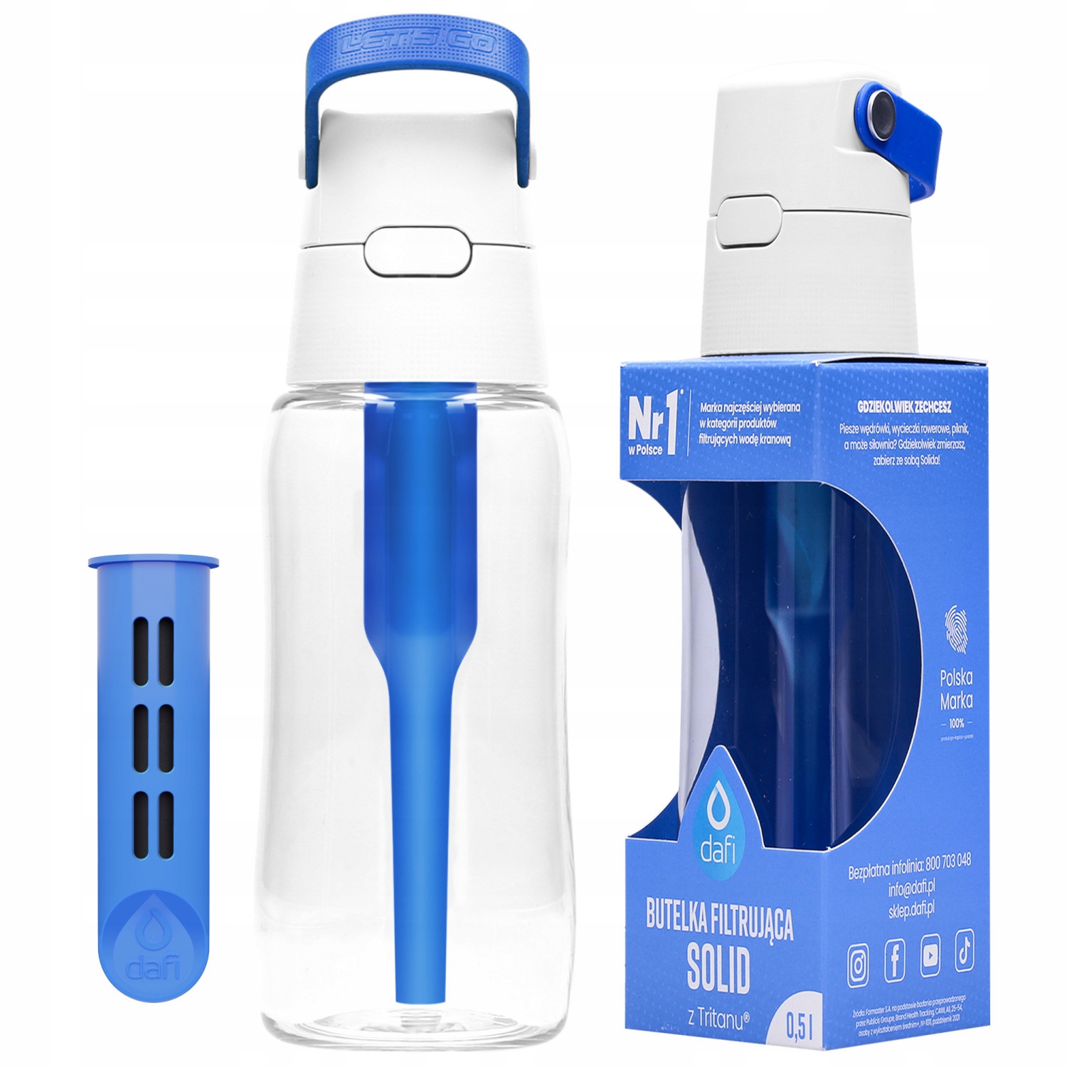 Fľaša s filtrom DAFI Solid 0,5 SAPPHIRE 0,5 l modrá