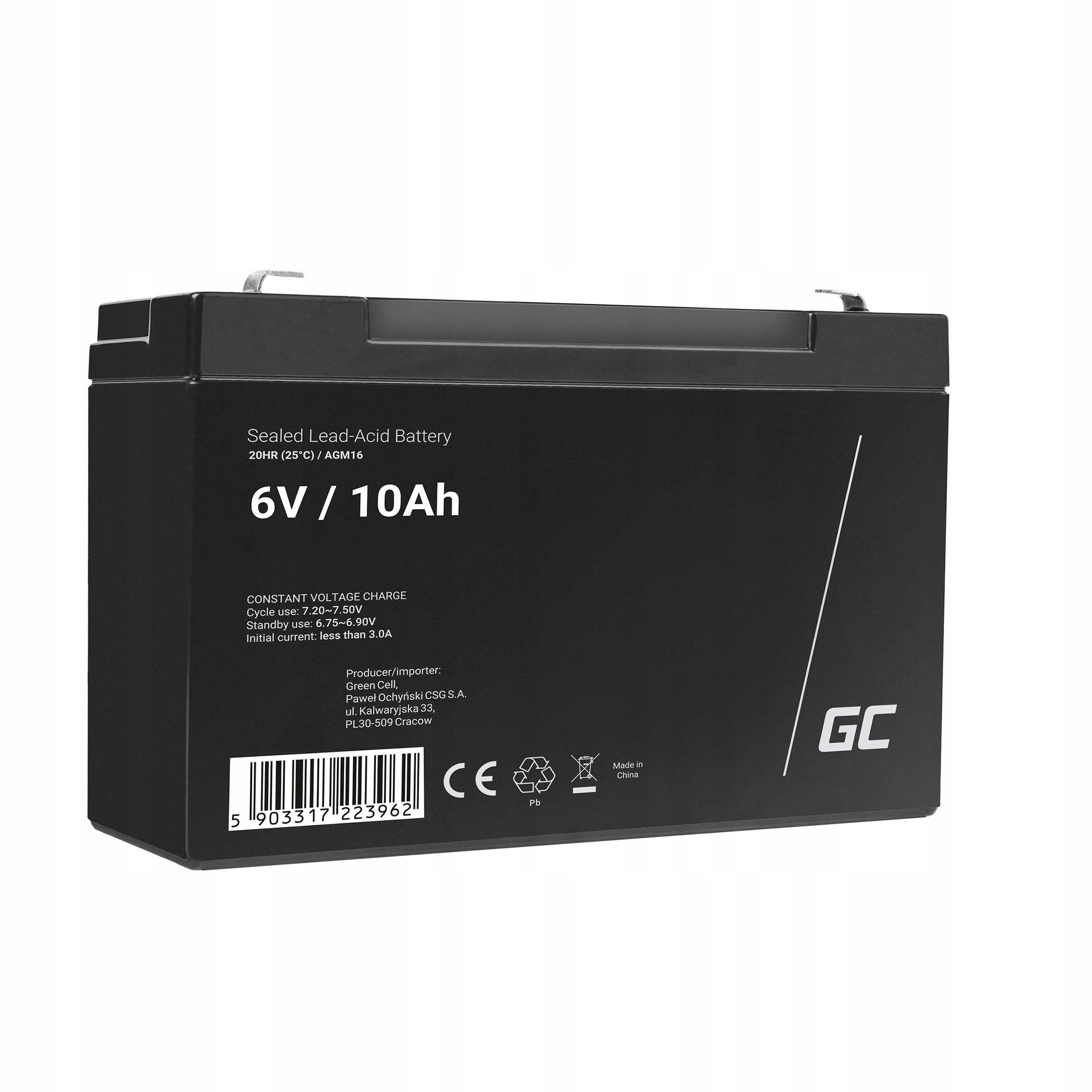 Akumulátor Green Cell 6 V 10 Ah