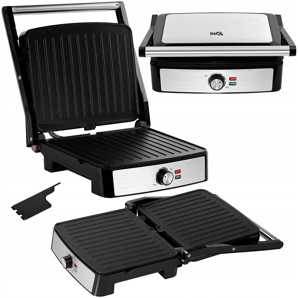 Kontaktný, panini, skladací elektrický gril EMAVO Elektrický gril strieborný/sivý 2200 W