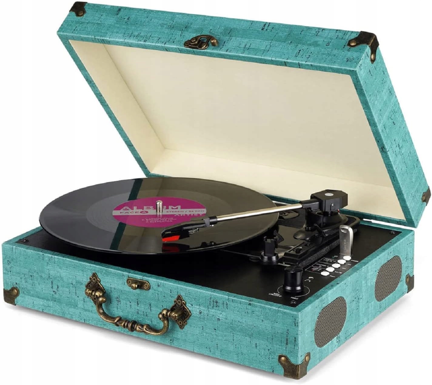 Retro -Style Turntable so stereofónnym reproduktorom MP3