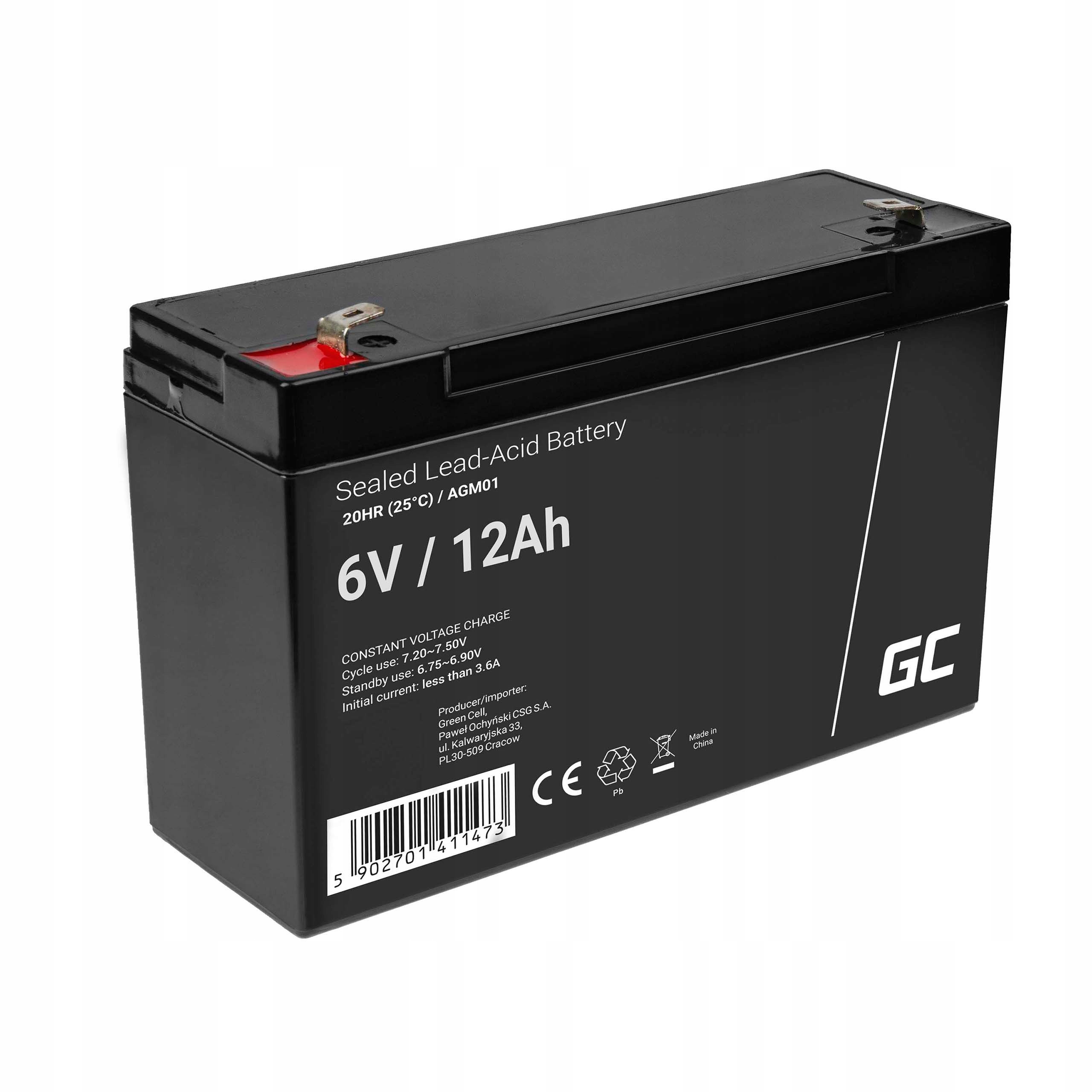 Akumulátor Green Cell 6 V 12 Ah