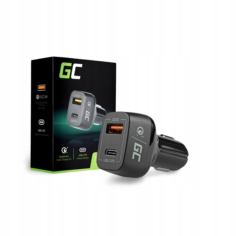 Nabíjačka automobilu, zelená bunka USB typu C 3000 Ma