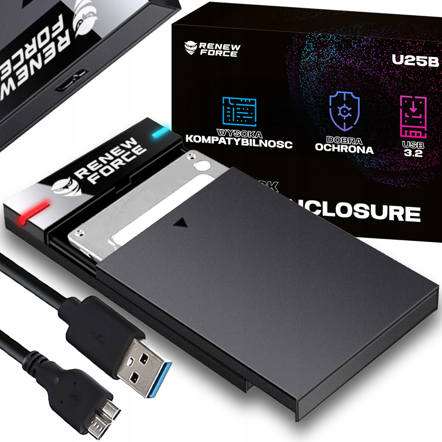 Zásuvka pre pevný disk Kryt pevného disku SATA 2,5'' až 5 Gbps USB 3.2