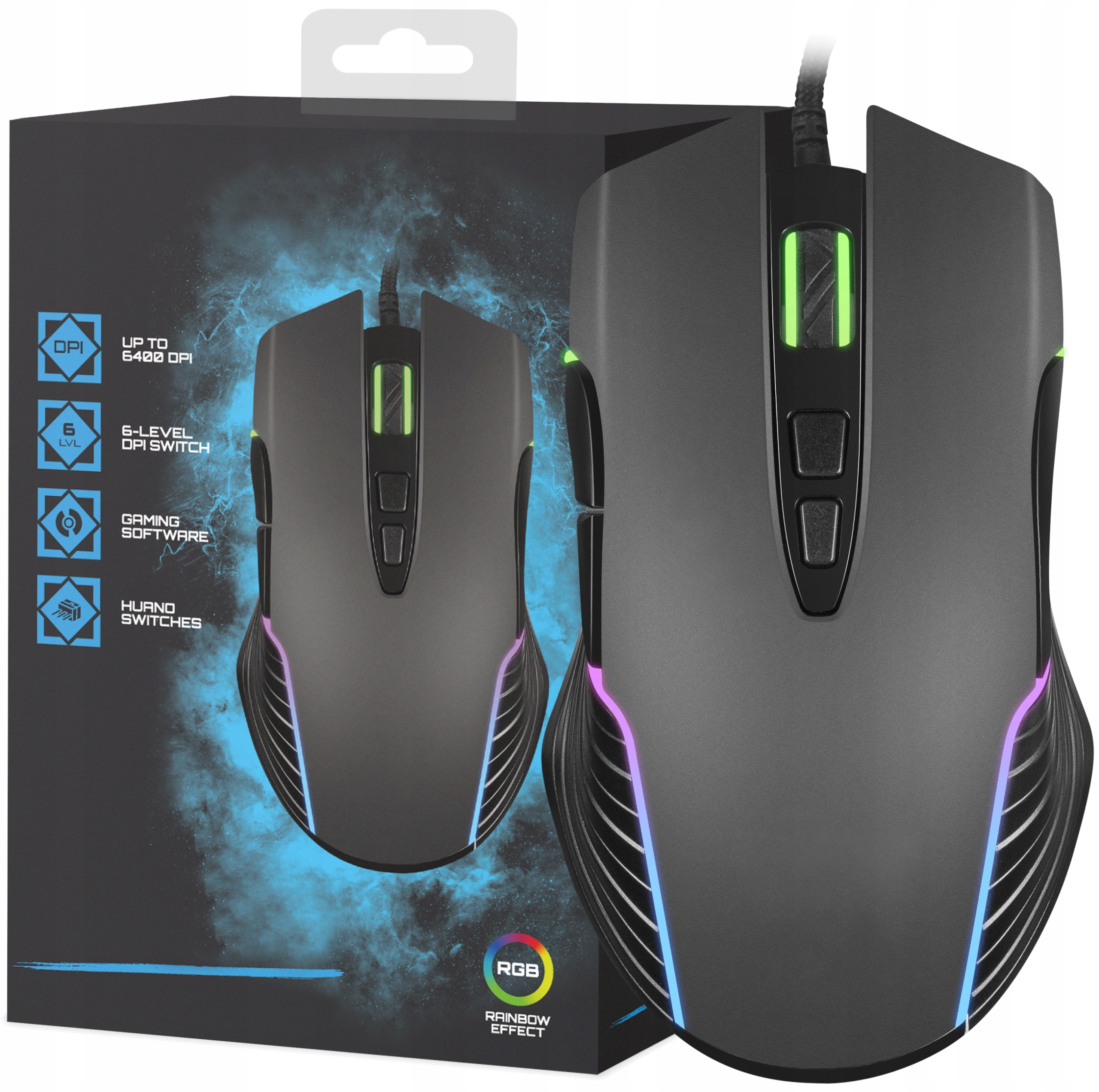 HITELO drôtová myš, podsvietená, podsvietená, PC, kancelárska, herná, USB, optický senzor