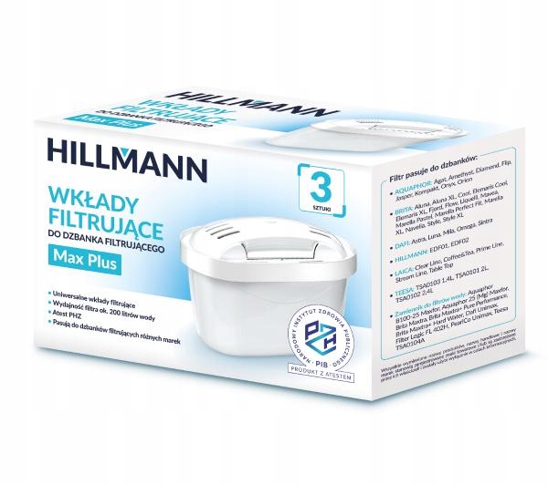Filtračná vložka do džbánu Hillmann HILLMAX02, 3 ks.