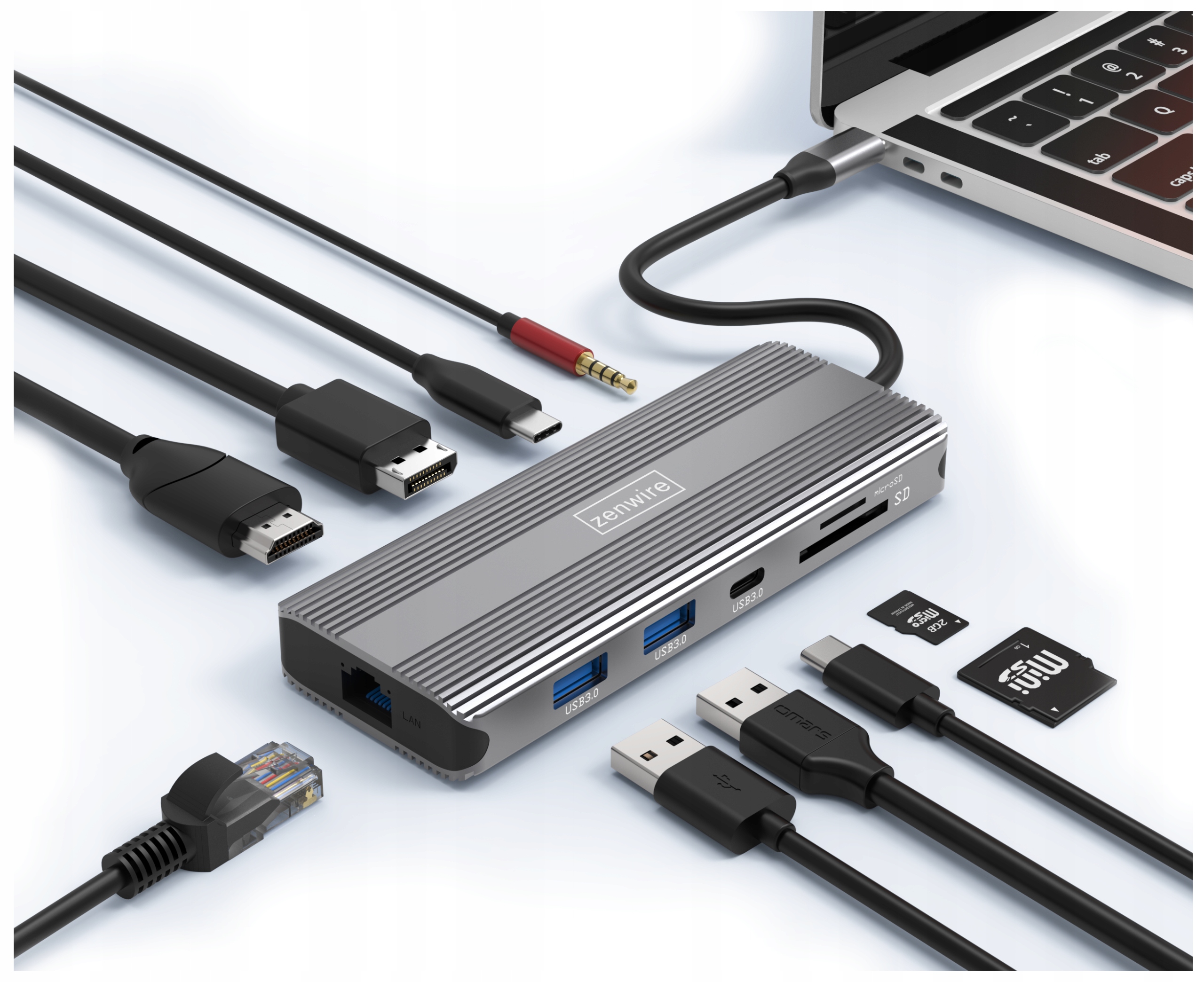 Hub USB Zenwire Hub 10w1 Adaptér HDMI 2.1 4K 60 Hz DP PD