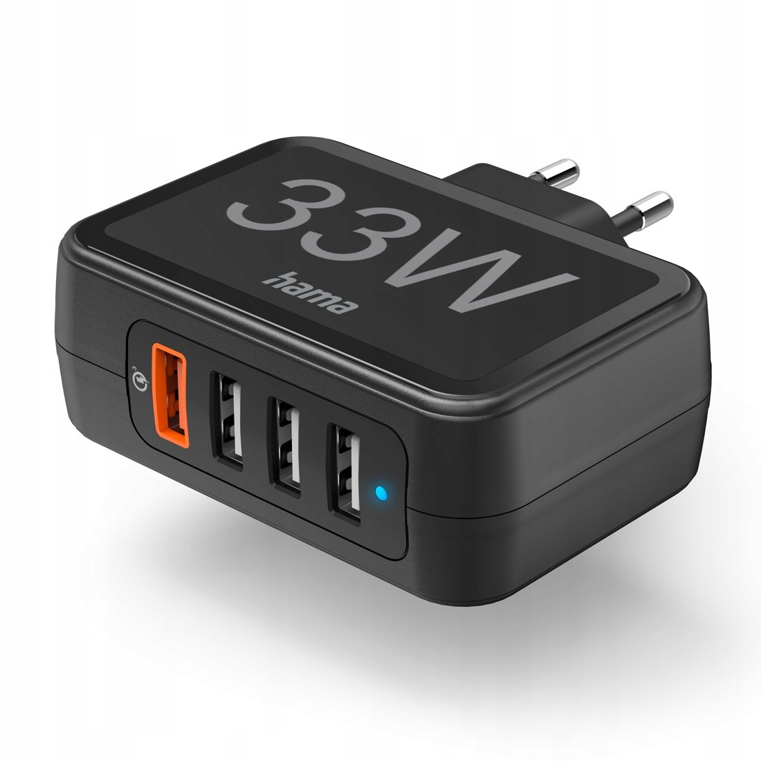 Stanica Hama 33 v 4 portoch (1xqc3.0, 3xusb-a) čierna
