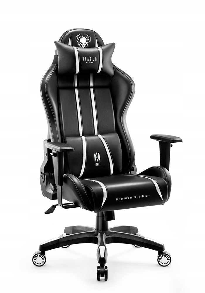 Herné kreslo Diablo Chairs X-One 2.0, čierna a biela ekokoža